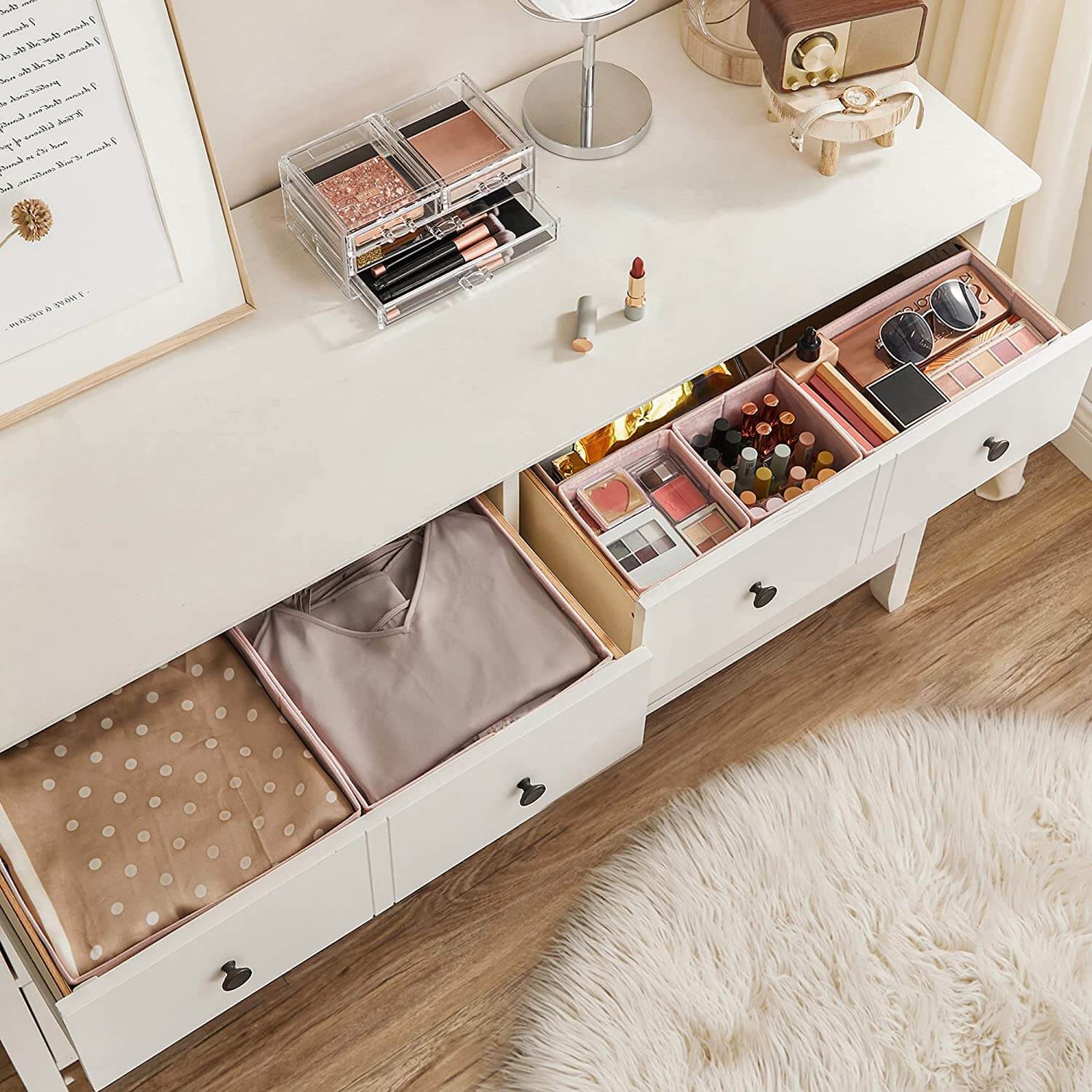 Songmics Σετ με 6 Κουτιά Αποθήκευσης για Συρτάρι - Pink - RDZ06PK