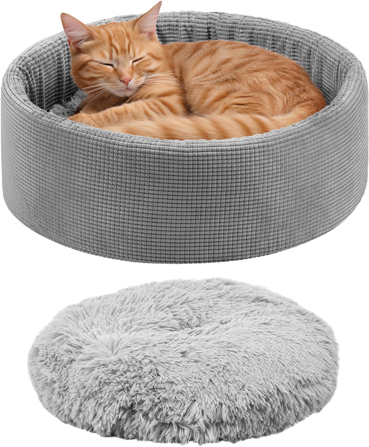 Navaris Πλενόμενο Κρεβάτι Σκύλου / Γάτας με Έξτρα Μαξιλάρι - 50cm - Grey - 61287.22