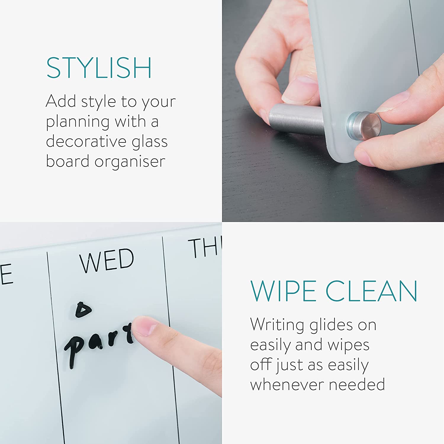 Navaris Εβδομαδιαίος Γυάλινος Μαγνητικός Πίνακας Χρονοδιαγράμματος - White - 54180.01.1