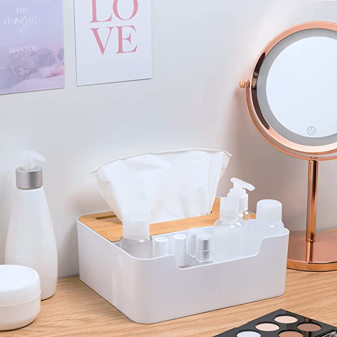 Navaris Βάση Αποθήκευσης για Χαρτομάντηλα με Θήκες - White / Brown - 54257.01