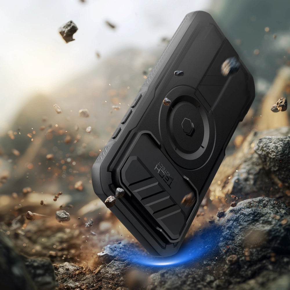 Tech-Protect iPhone Air - Kevlar MagSafe - Σκληρή Θήκη με Προστασία για την Οθόνη / την Κάμερα και Stand - Black