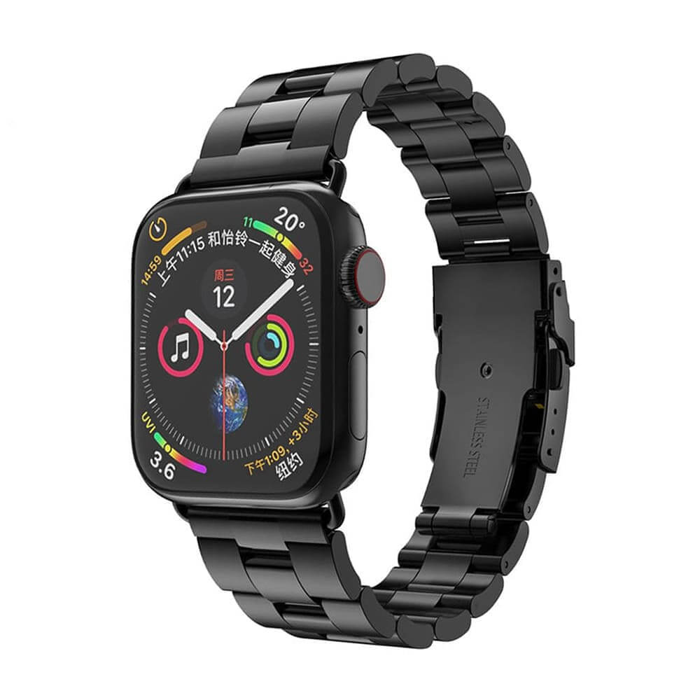 Techsuit Λουράκι Apple Watch 2/3/4/5/6/7/8/9/10/11 - SE (1/2/3) - 38/40/41/42mm Watchband W036 Μπρασελέ από Ανοξείδωτο Ατσάλι - Black