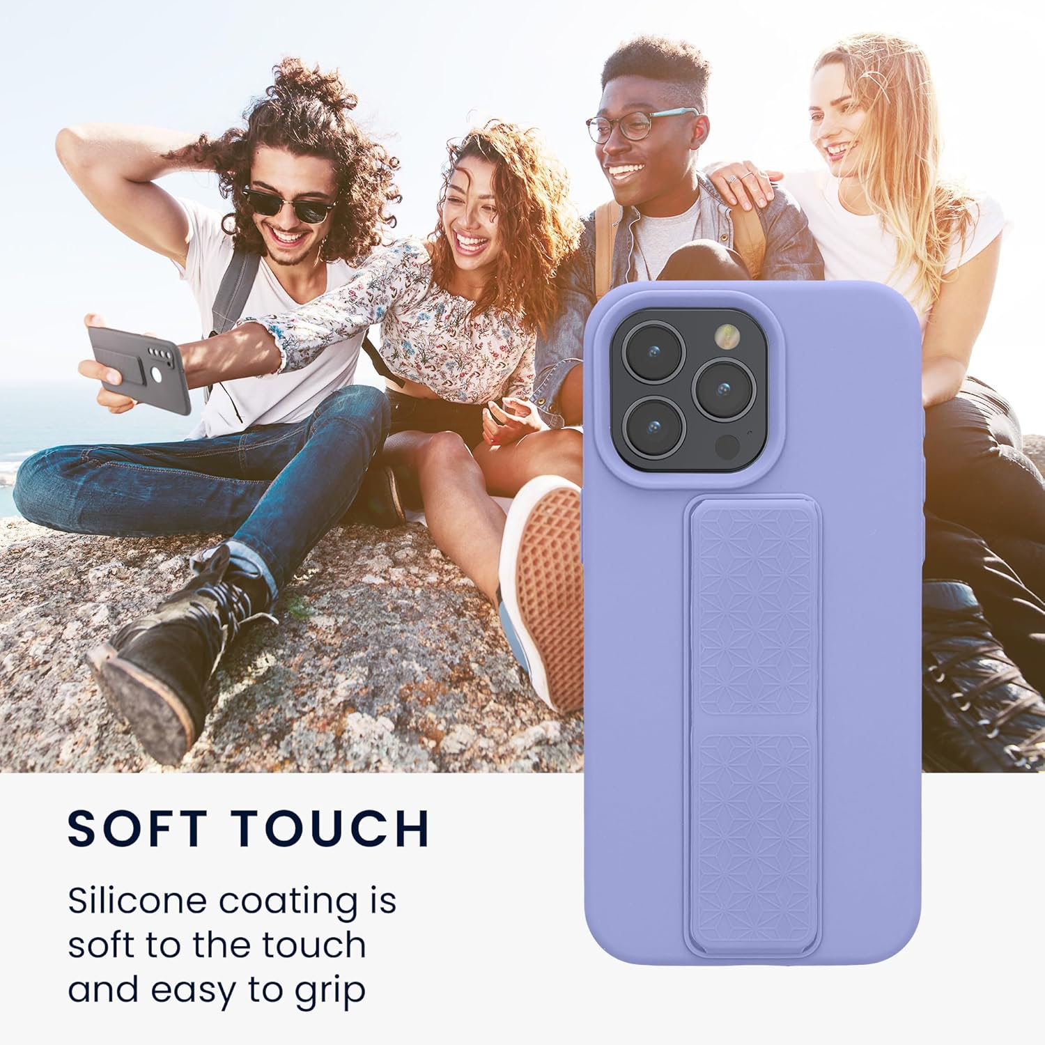 KW iPhone 15 Pro Max Θήκη Σιλικόνης TPU με Finger Holder - Lavender