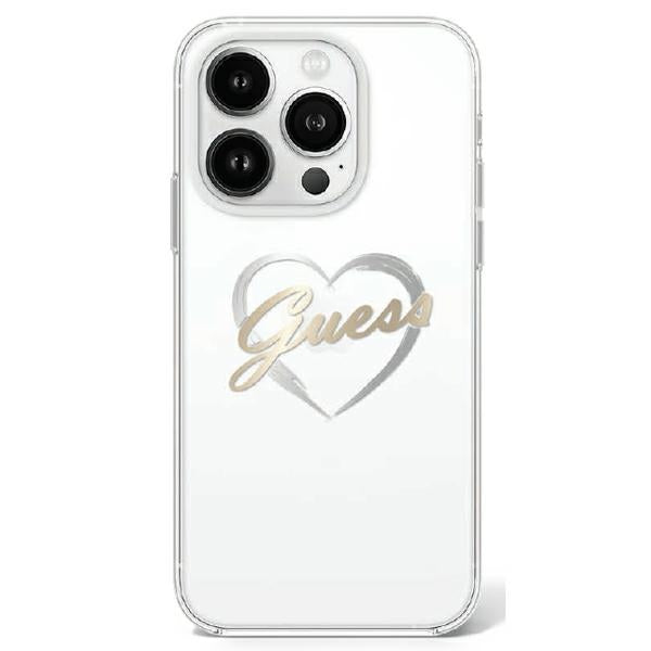 Guess iPhone 16 Pro - IML Heart - Σκληρή Θήκη με Πλαίσιο Σιλικόνης - White - GUHCP16LHCHGSPT