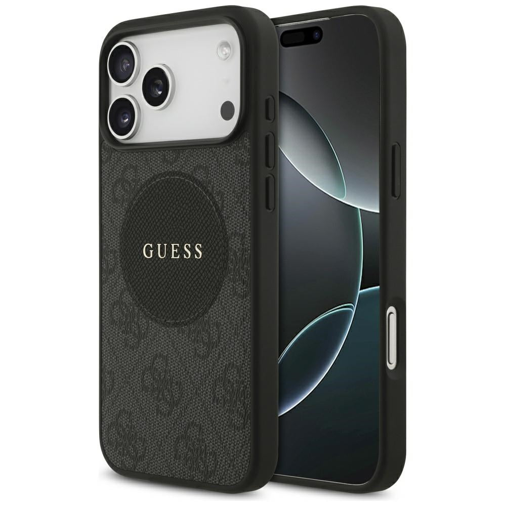 Guess iPhone 17 Pro Max - 4G Circle Classic Logo MagSafe - Θήκη με Επένδυση Συνθετικού Δέρματος - Black - GUHMP17XP4PGRSGK
