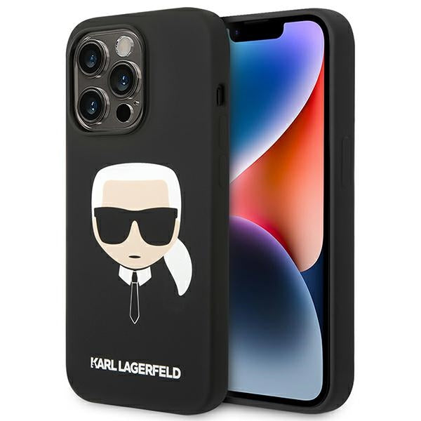 Karl Lagerfeld iPhone 14 Pro Silicone Karl's Head Θήκη Σιλικόνης - Black - KLHCP14LSLKHBK