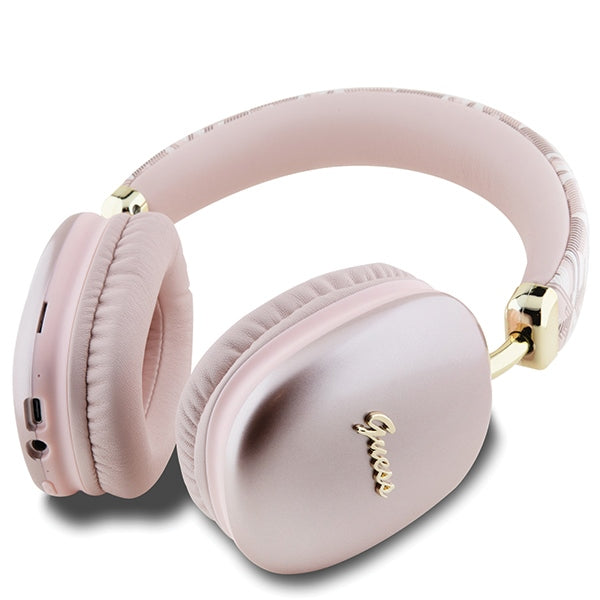 Guess Over-Ear Gcube Metallic Script Logo - Ασύρματα Bluetooth Ακουστικά - Pink