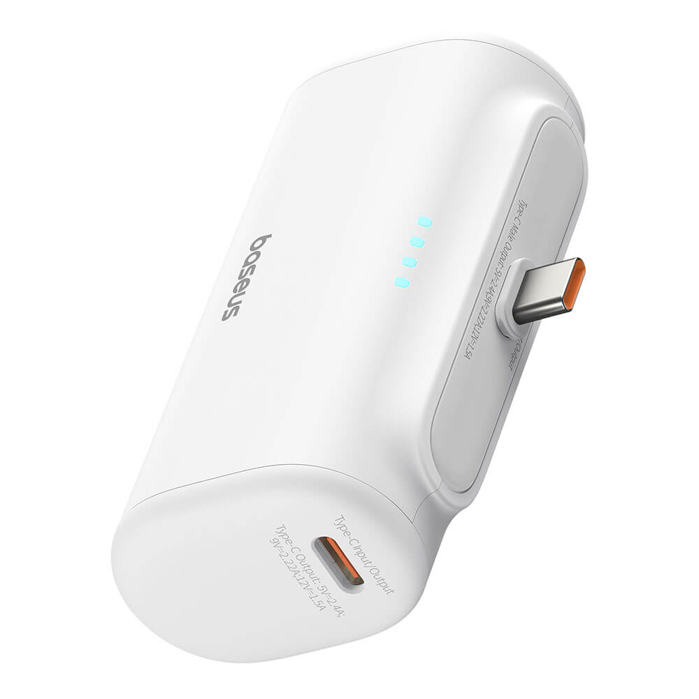 Baseus Compact Series Type-C - PowerBank 5000mAh 20W με Καλώδιο Type-C to Type-C - White - P10068306213-00