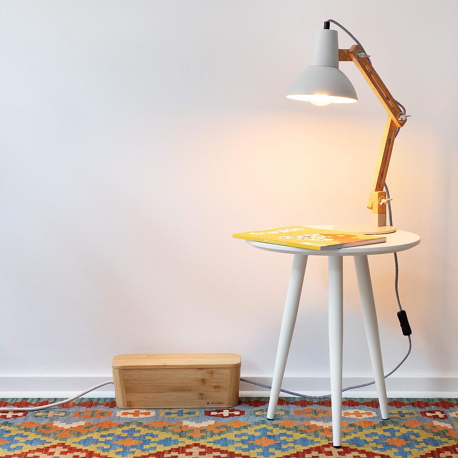 Navaris Κουτί Οργάνωσης Καλωδίων με Καπάκι - Bamboo - 52804.01