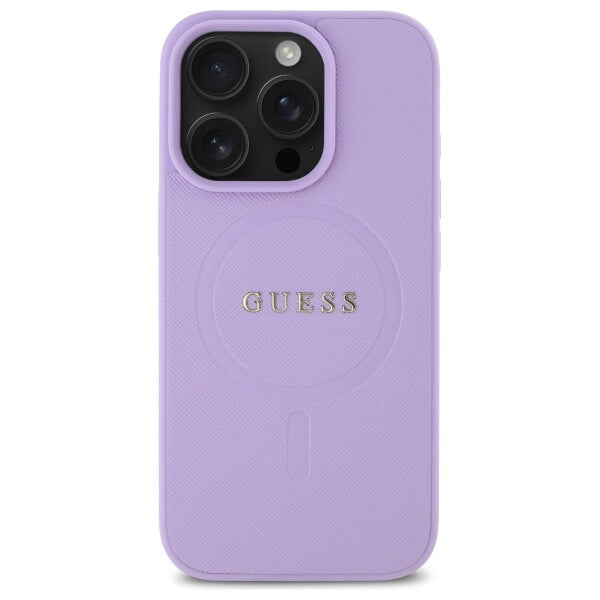 Guess iPhone 16 Pro - Saffiano MagSafe - Σκληρή Θήκη με Πλαίσιο Σιλικόνης - Purple - GUHMP16LPSAHMCU
