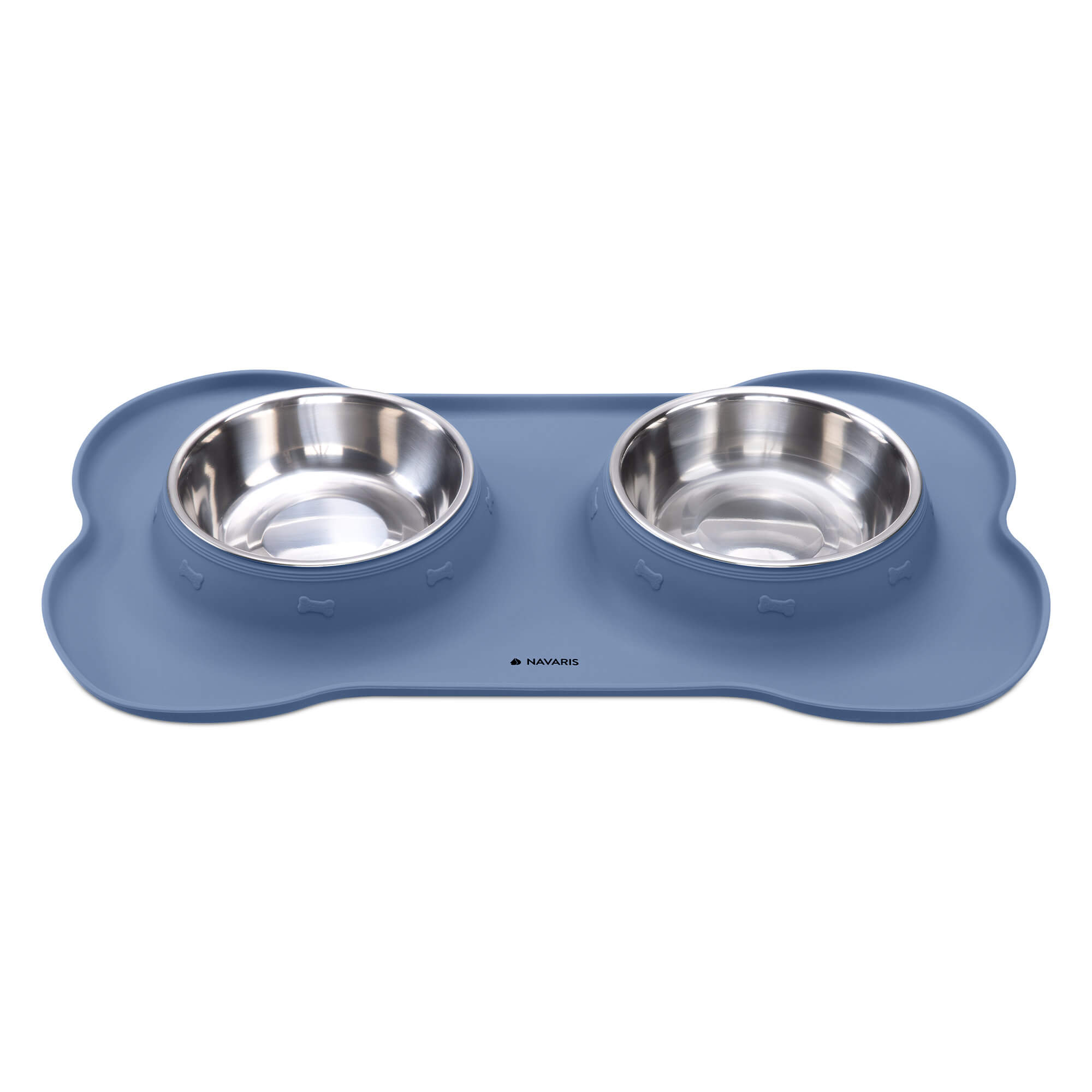 Navaris 2 Μπολ Φαγητού από Ανοξείδωτο Ατσάλι με Βάση Σιλικόνης - 400 ml - Blueberry Blue - 55096.186