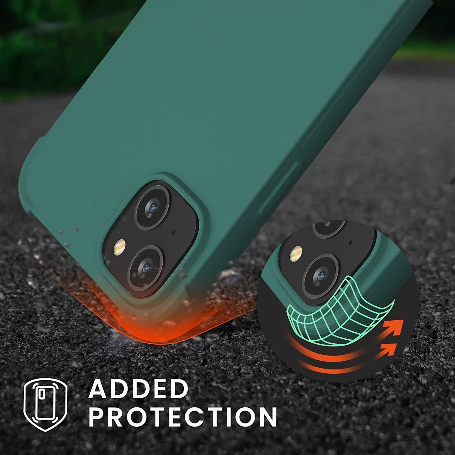 KW iPhone 14 Plus Θήκη Σιλικόνης TPU με Λουράκι - Dark Green - 59117.80