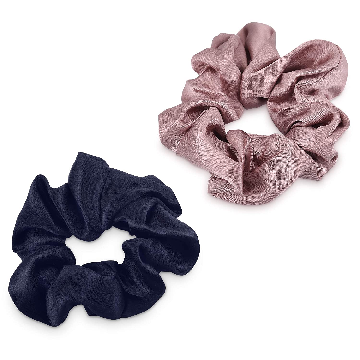 Navaris Σετ με 2 Μεταξωτά Scrunchies Λαστιχάκια Μαλλιών - Dark Blue / Pink - 50258.02.10