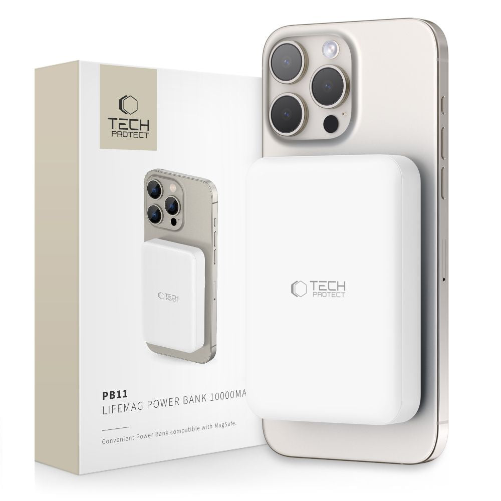 Tech-Protect PB11 Lifemag MagSafe PowerBank Μαγνητικό PowerBank Κινητού 10000 mAh - White