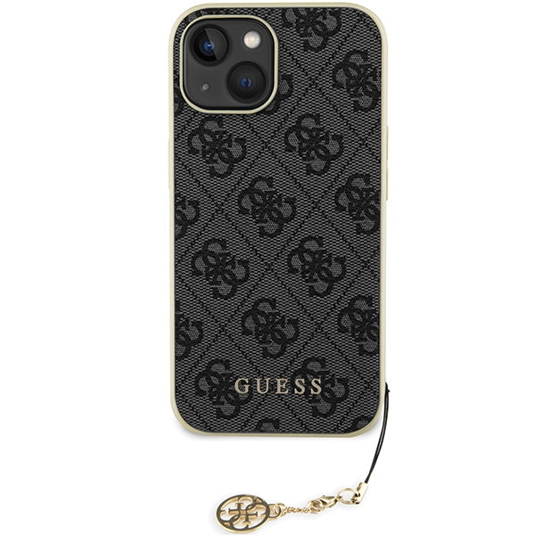 Guess iPhone 15 - 4G Charms Collection Θήκη με Επένδυση Συνθετικού Δέρματος - Grey - GUHCP15SGF4GGR