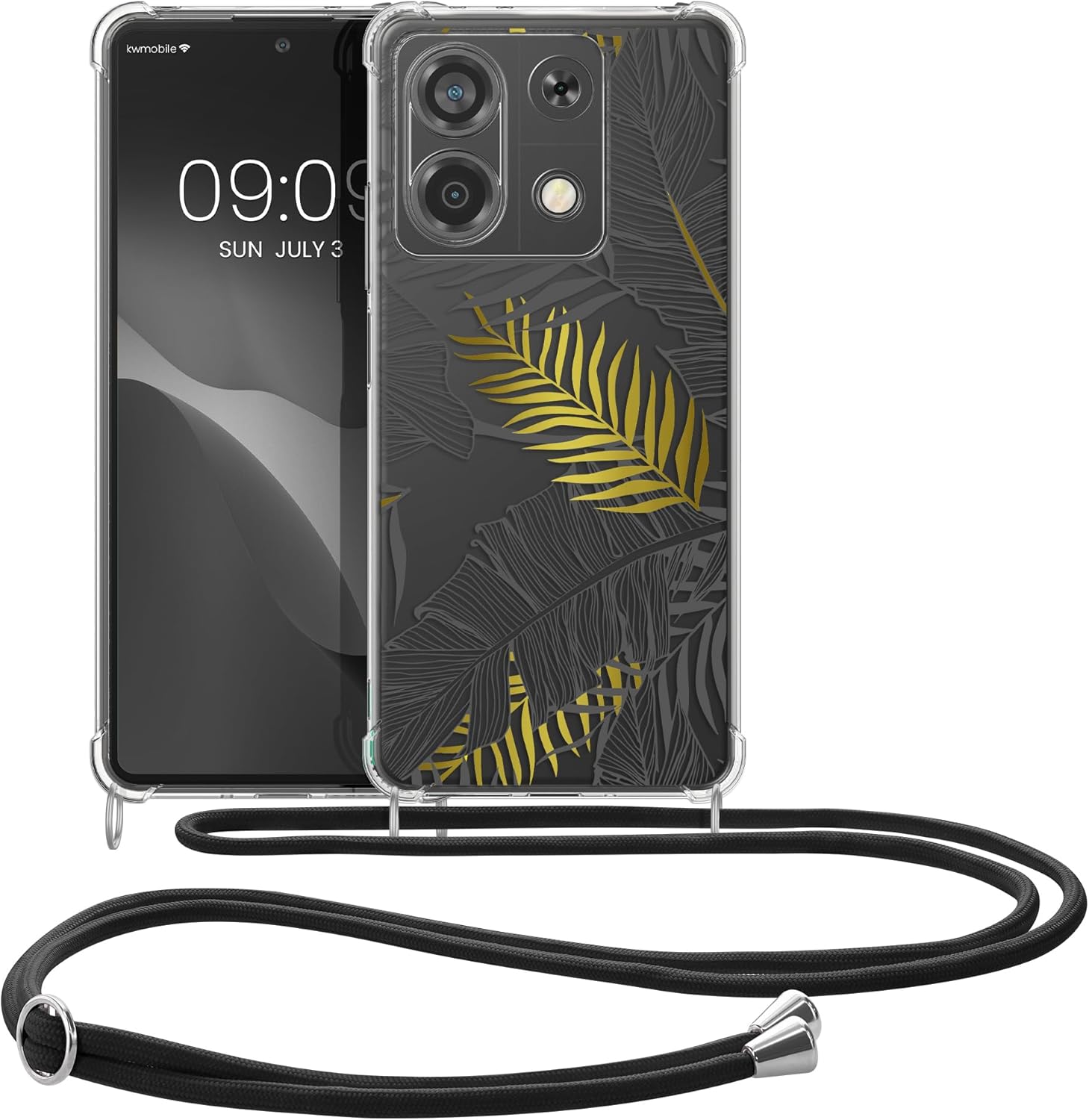 KW Xiaomi Redmi Note 13 5G Θήκη Σιλικόνης TPU με Λουράκι - Design Jungle - Yellow / Grey / Διάφανη