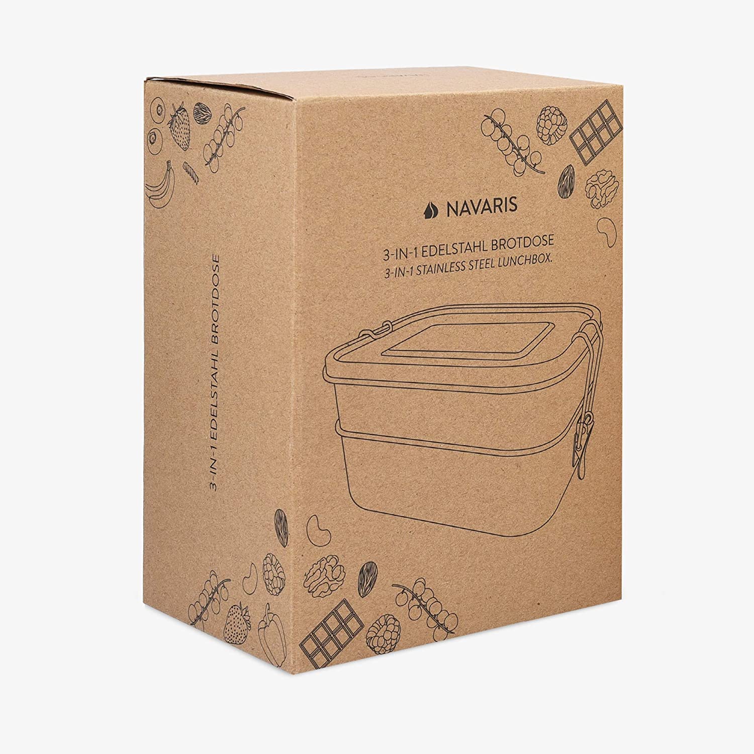 Navaris Large Steel Lunch Box - Μεταλλικό Δοχείο Αποθήκευσης Φαγητού με Διαιρέτη - Silver - 50788.03