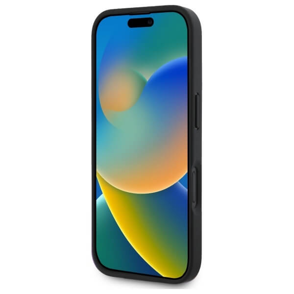 DKNY iPhone 16 - Texture Pattern Tonal Stripe - Σκληρή Θήκη με Επένδυση Συνθετικού Δέρματος - Black