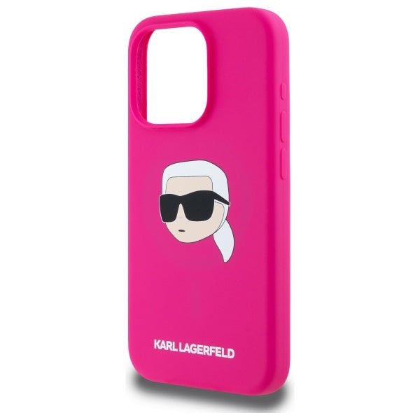 Karl Lagerfeld iPhone 15 Pro Max - Silicone Karl Head Print - MagSafe Θήκη Σιλικόνης - Fuschia - KLHMP15XSKHPPLF