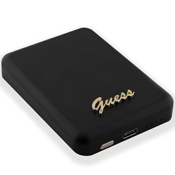 Guess PowerBank 15W - MagSafe Metal Script Logo - 5000 mAh - Black - GUPBM5ALGSGK