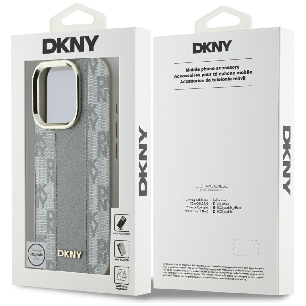 DKNY iPhone 16 Pro - Checkered Pattern - MagSafe Σκληρή Θήκη με Επένδυση Συνθετικού Δέρματος - Beige