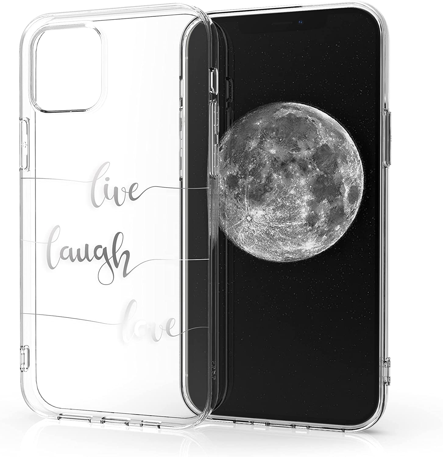 KW iPhone 12 Pro Max Θήκη Σιλικόνης TPU Design Live Laugh Love - Silver / Διάφανη - 53037.08