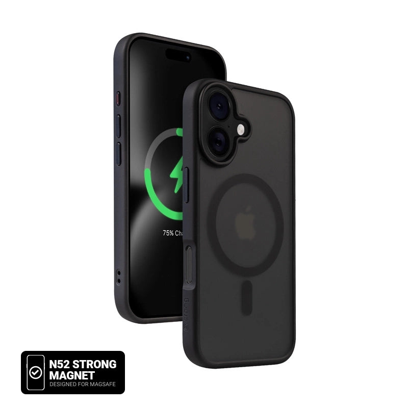 Crong iPhone 16 Hybrid Frost Mag - Σκληρή Θήκη με Πλαίσιο Σιλικόνης και MagSafe - Black