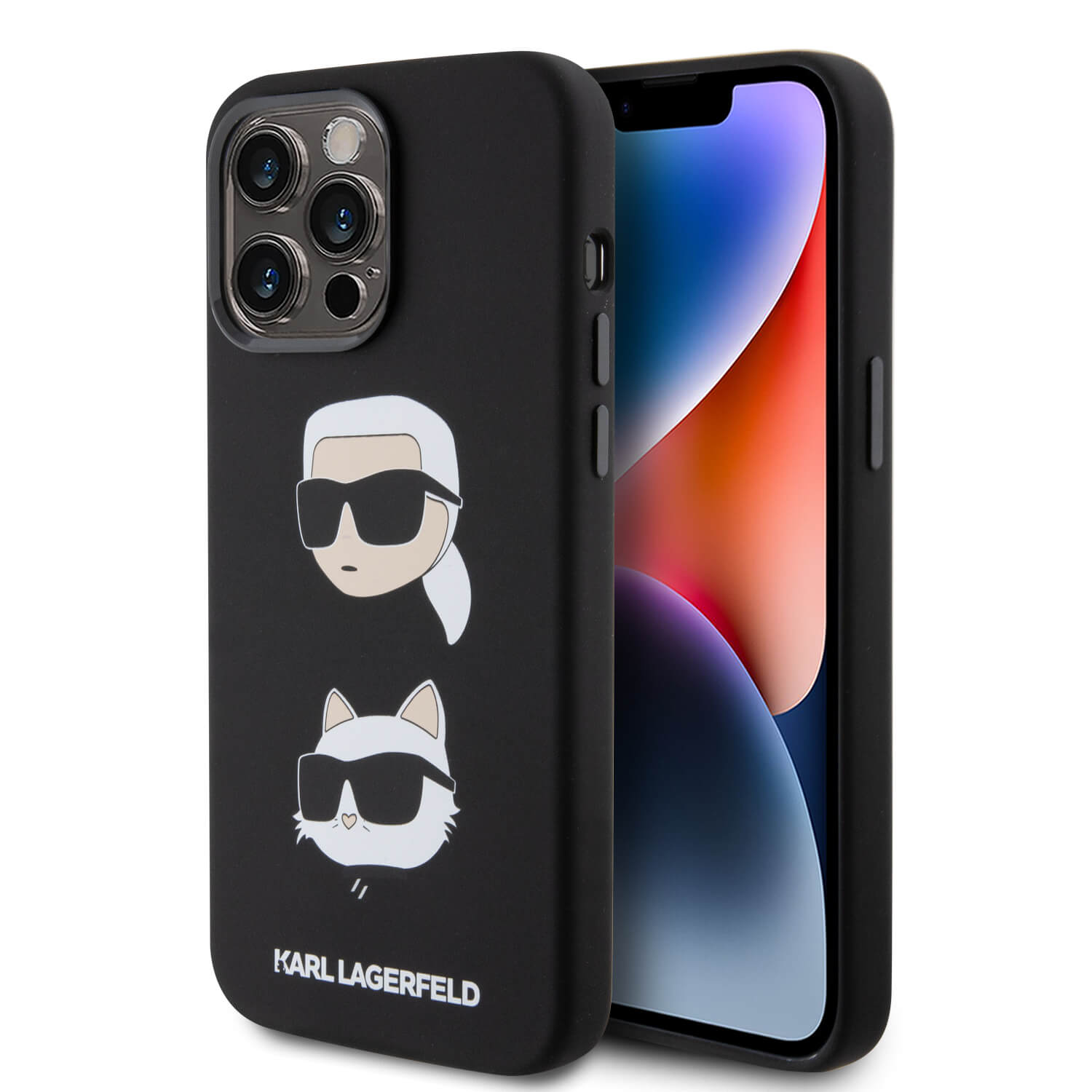 Karl Lagerfeld iPhone 15 Pro Max Silicone Karl and Choupette Head Σκληρή Θήκη με Πλαίσιο Σιλικόνης - Black - KLHCP15XSDHKCNK