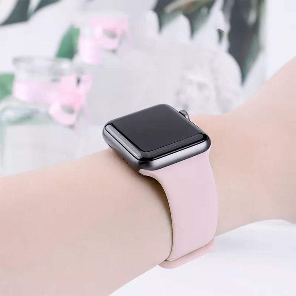 Techsuit W031 Λουράκι Apple Watch 4/5/6/7/8/9/10/11 - SE (1/2/3) - ULTRA (1/2/3) - 44/45/46/49mm Watchband Λαστιχένιο - Light Pink