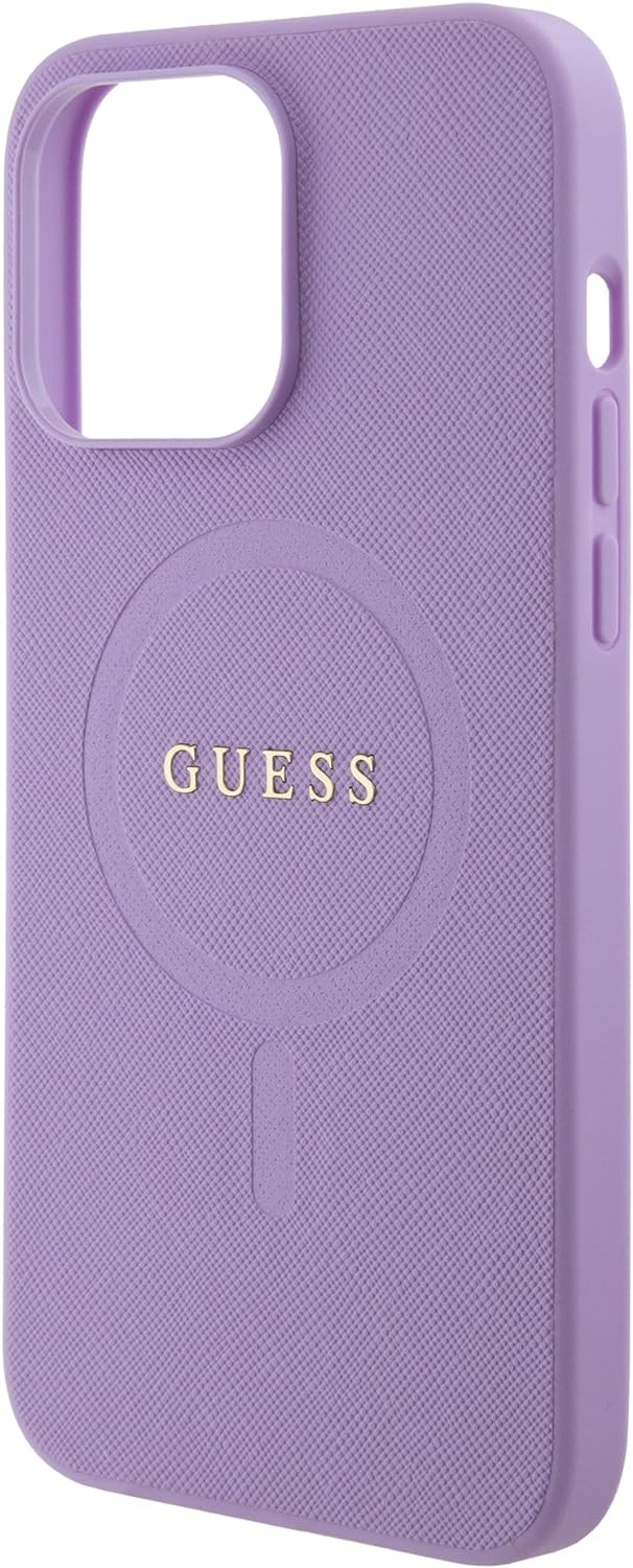 Guess iPhone 15 Pro Max Saffiano MagSafe Σκληρή Θήκη με Πλαίσιο Σιλικόνης και MagSafe - Purple - GUHMP15XPSAHMCU