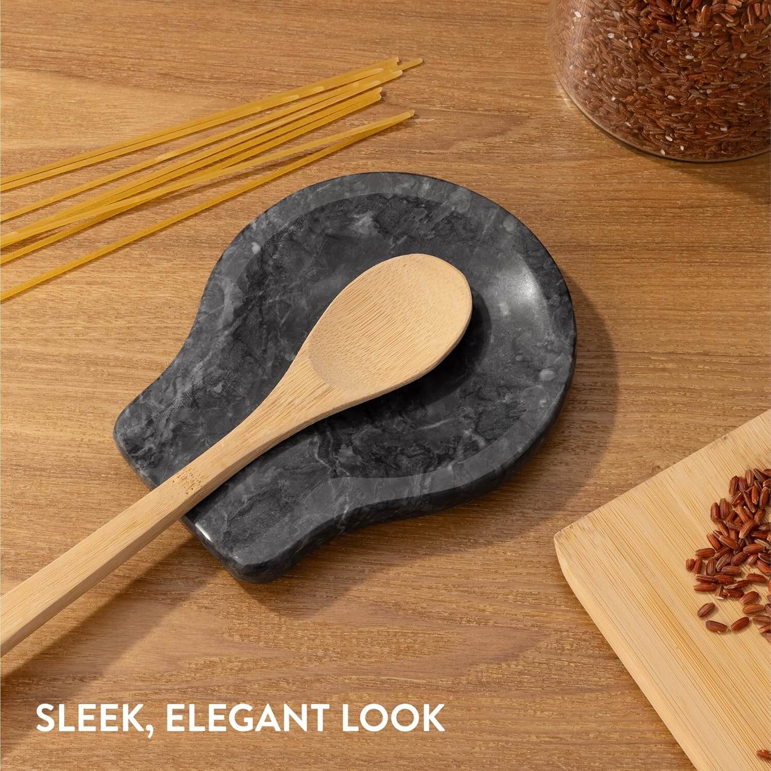 Navaris Σετ με 2 Μαρμάρινες Βάσεις Κουτάλας - Charcoal Black - 61947.02