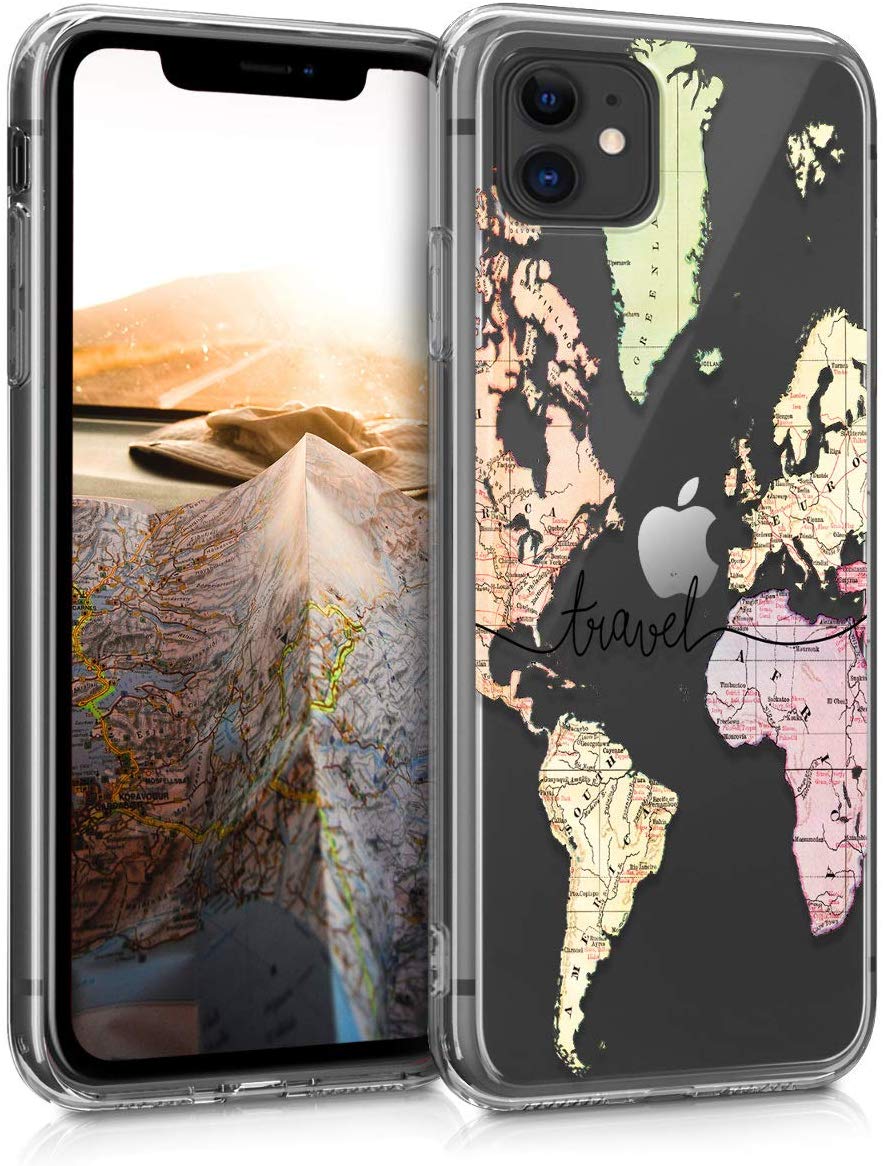 KW iPhone 11 Θήκη Σιλικόνης TPU Design Travel - Διάφανη / Black / Multicolor - 49793.02