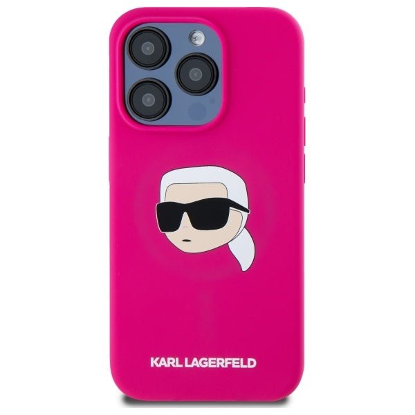 Karl Lagerfeld iPhone 15 Pro Max - Silicone Karl Head Print - MagSafe Θήκη Σιλικόνης - Fuschia - KLHMP15XSKHPPLF