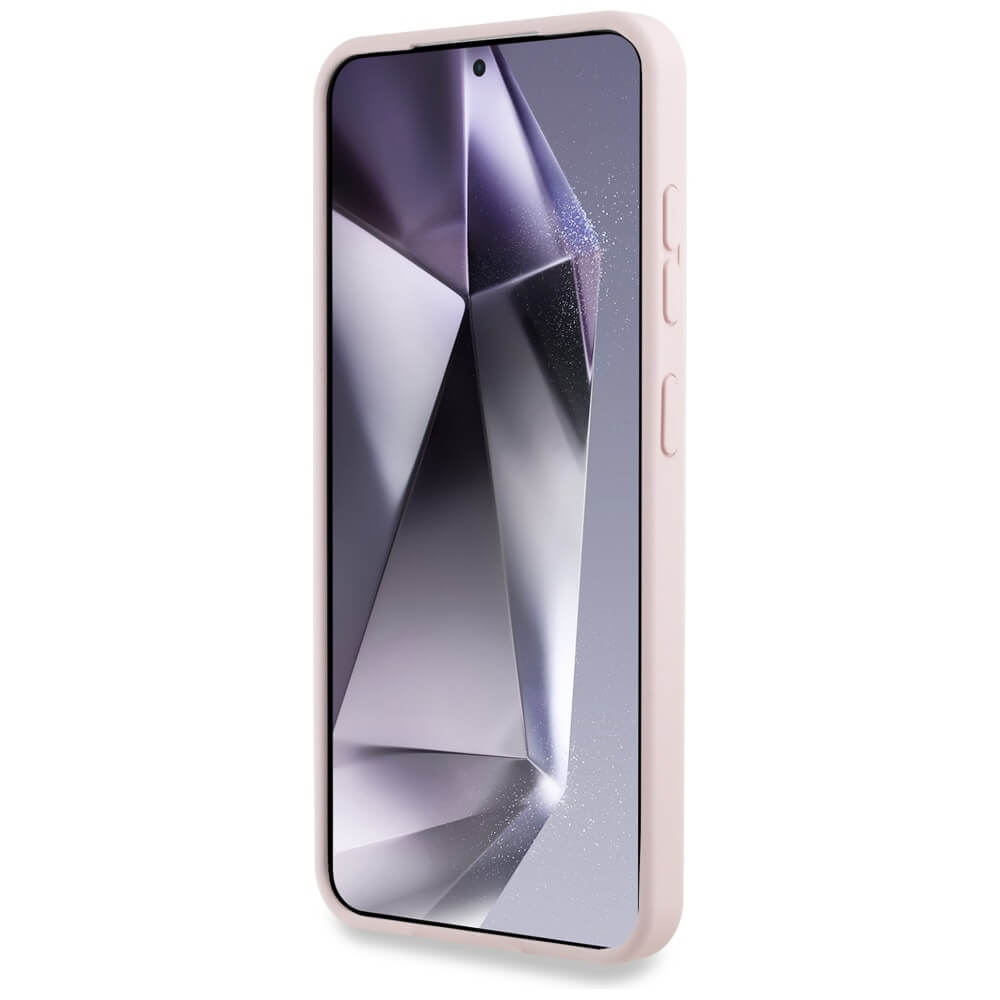 Guess Samsung Galaxy S25 - Silicone Big 4G Logo Bottom Script - Σκληρή Θήκη με Πλαίσιο Σιλικόνης - Pink - GUHCS25SS4SMDP