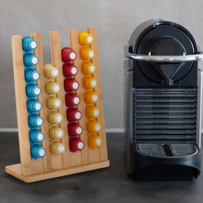 Relaxdays Βάση για 32 Κάψουλες Nespresso από Μπαμπού - Light Brown - 4052025447328