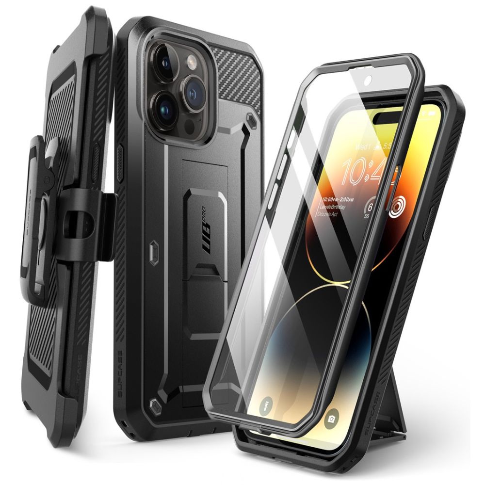 Supcase iPhone 15 Pro Max Unicorn Beetle Pro Σκληρή Θήκη με Προστασία Οθόνης και Stand - Black