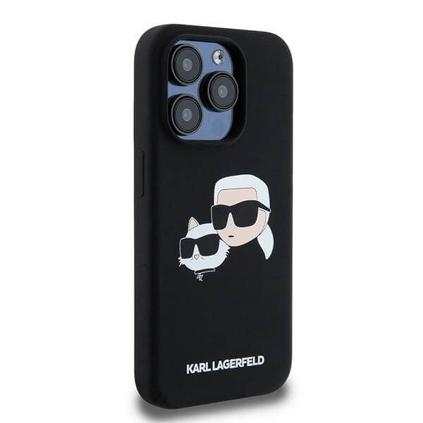 Karl Lagerfeld iPhone 15 Pro Max - Silicone Karl and Choupette - Θήκη Σιλικόνης με MagSafe - Black - KLHMP15XSKCHPPLK