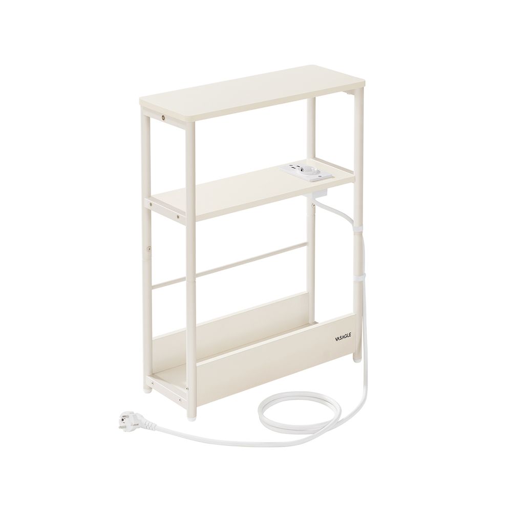 Vasagle Στενό Βοηθητικό Τραπεζάκι με Ενσωματωμένο Πολύπριζο με 1 Θύρα AC και 2 Θύρες USB - Cream White - LET335W02