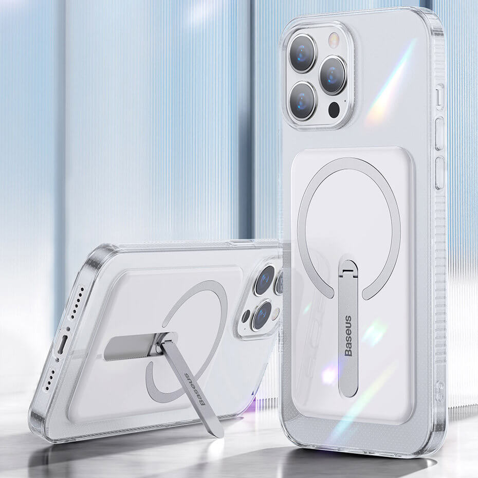 Baseus iPhone 13 Magnetic Case Μαγνητική Θήκη με MagSafe και Μεταλλική Βάση - Διάφανη