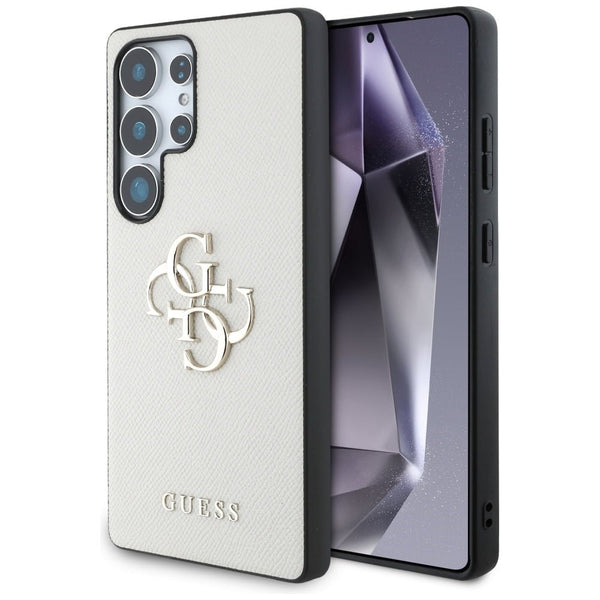 Guess Samsung Galaxy S25 Ultra - Grained Big 4G Logo Small Classic Logo - Σκληρή Θήκη με Επένδυση από Οικολογικό Δέρμα - Beige - GUHCS25LPGT4MBE