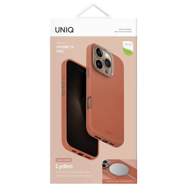 Uniq iPhone 16 Pro - Lyden MagClick - Σκληρή Θήκη με Επένδυση Συνθετικού Δέρματος και MagSafe - Terracotta