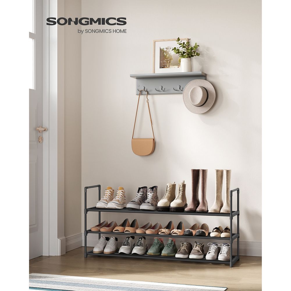 Songmics Μεταλλική Παπουτσοθήκη με 3 Ράφια - 116 x 30 x 55 cm - Black - LSA033B01