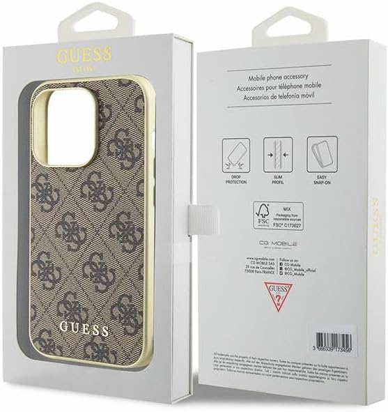 Guess iPhone 15 Pro Max - 4G Charms Collection Θήκη με Επένδυση Συνθετικού Δέρματος - Brown - GUHCP15XGF4GBR