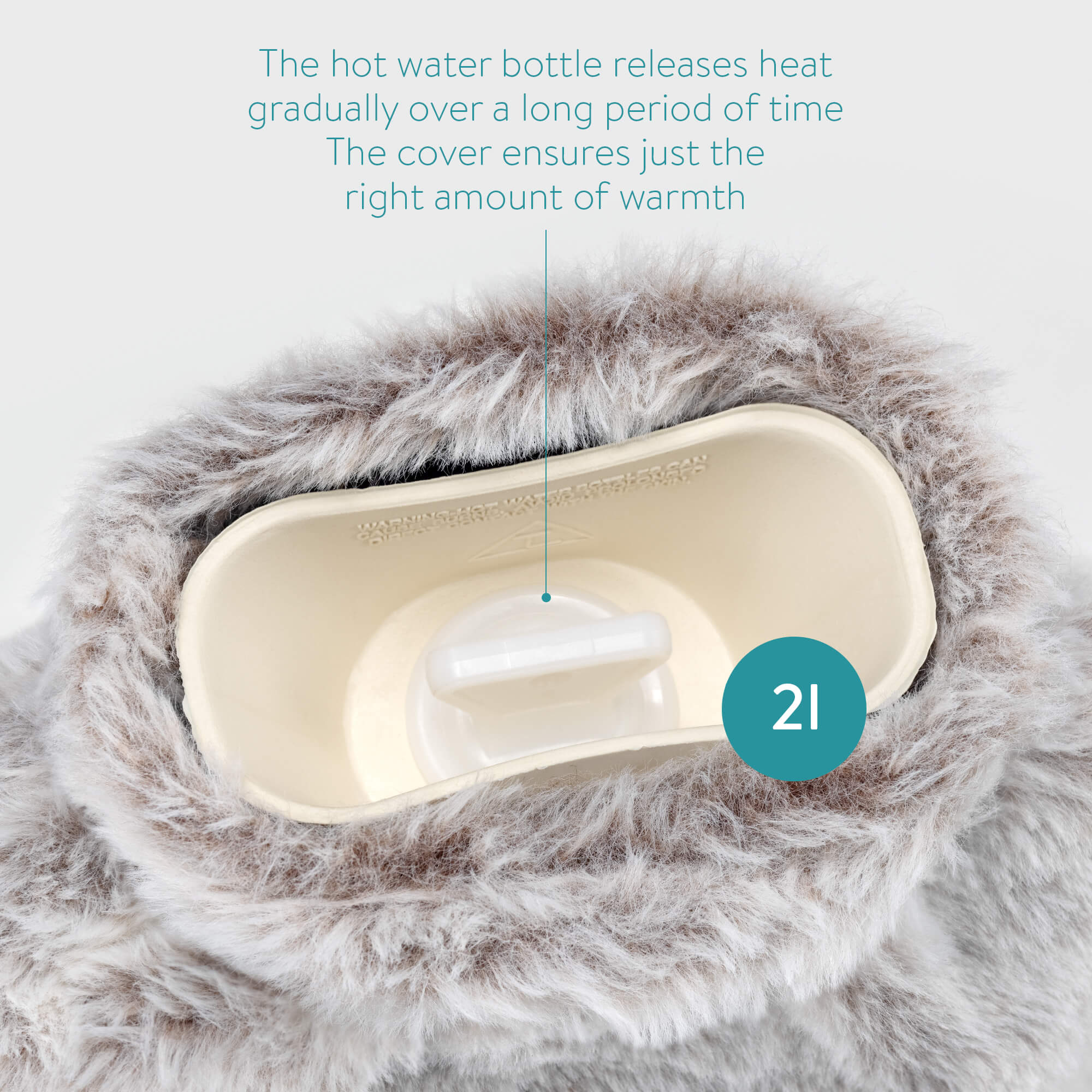 Navaris Θερμοφόρα Ζεστού Νερού με Γούνινη Θήκη - 2L - Beige - 54814.11