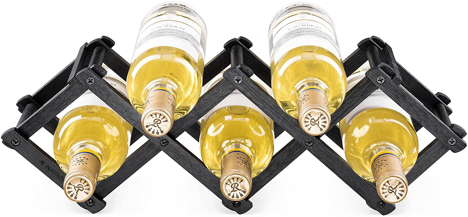 Navaris Ξύλινο Πτυσσόμενο Ράφι Ποτών από Μπαμπού - Black - 51114.01