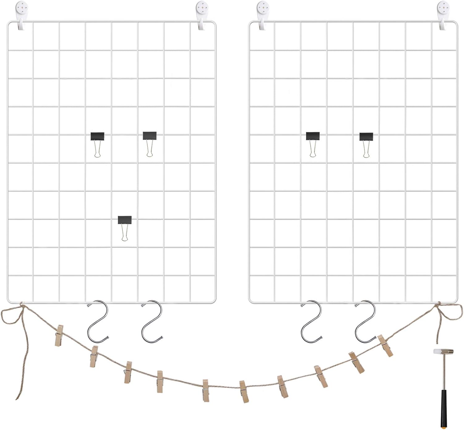 Songmics Σετ με 2 Μεταλλικά Διακοσμητικά Πλέγματα Τοίχου για Φωτογραφίες και Σημειώσεις - White - LPP01W