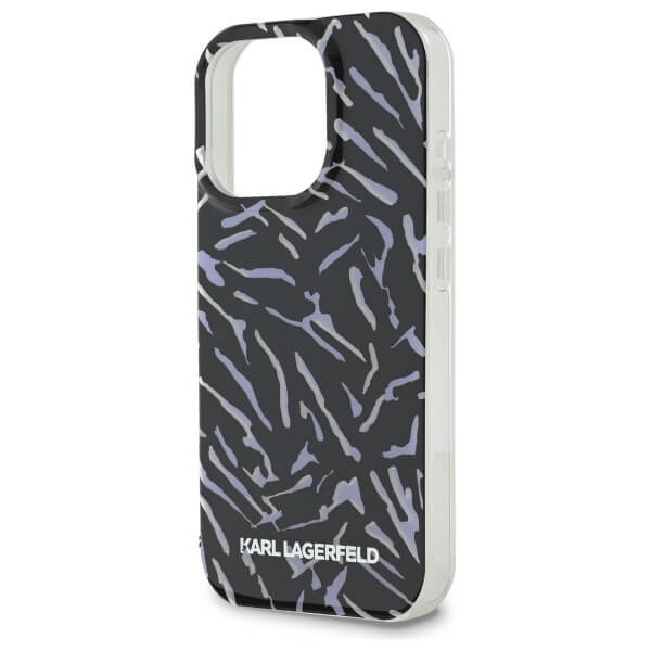 Karl Lagerfeld iPhone 16 Pro Max - Zebra with Cord - Σκληρή Θήκη με Πλαίσιο Σιλικόνης και Λουράκι - Purple - KLHCP16XHZBPKCCU