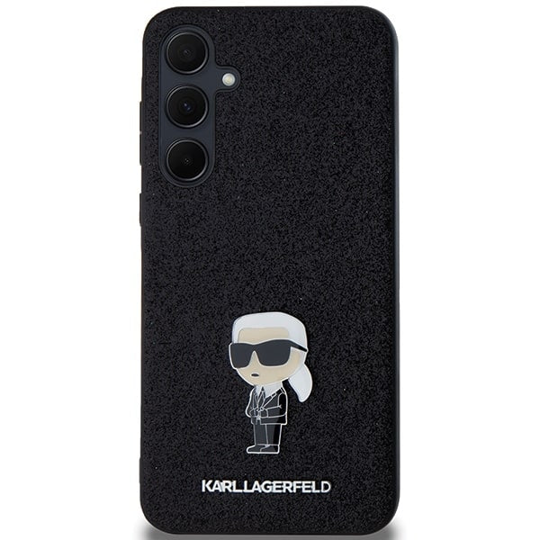 Karl Lagerfeld Samsung Galaxy A55 5G - Fixed Glitter Ikonik Logo Metal Pin - Σκληρή Θήκη με Πλαίσιο Σιλικόνης - Black - KLHCSA55GKNPSK