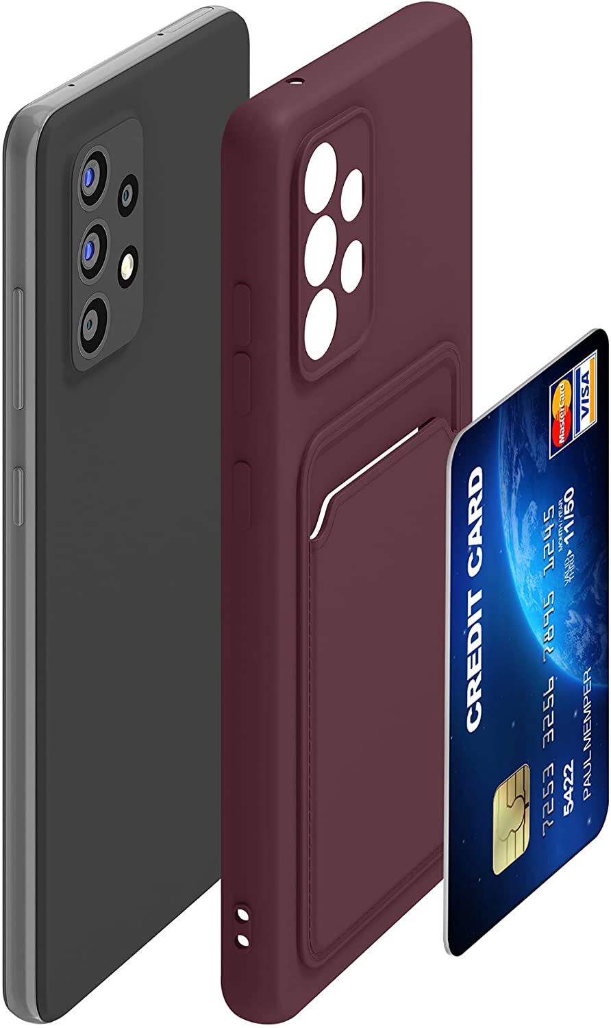 KW Samsung Galaxy A52 / A52 5G / A52s 5G Θήκη Σιλικόνης TPU με Υποδοχή για Κάρτα - Tawny Red - 55083.190