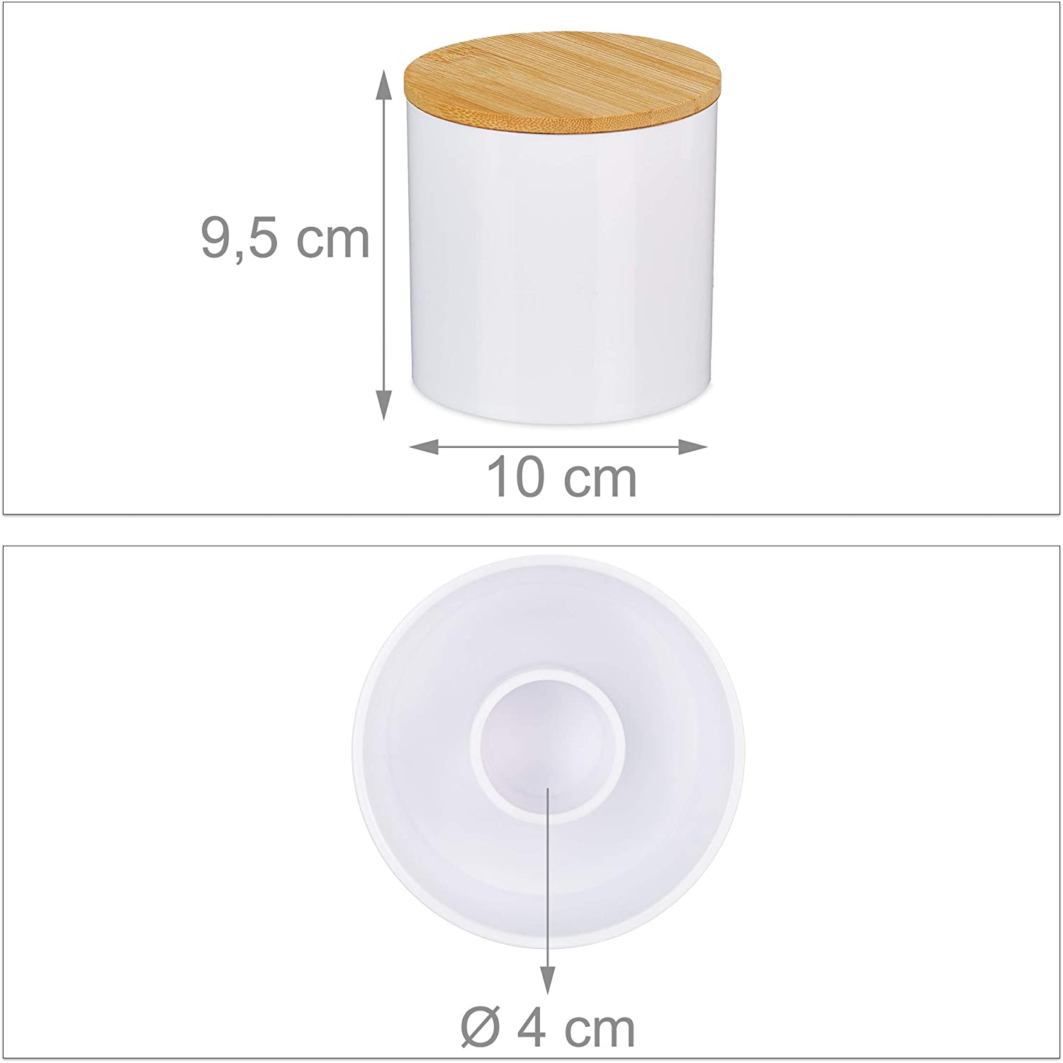 Relaxdays Σετ με 3 Κουτιά Αποθήκευσης Αξεσουάρ Μπάνιου με Καπάκι από Μπαμπού - Natural / White - 4052025906030